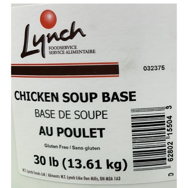 Lynch Foodservice Chicken Soup Base – Gluten Free, 30 lb (13.61 kg) Pail