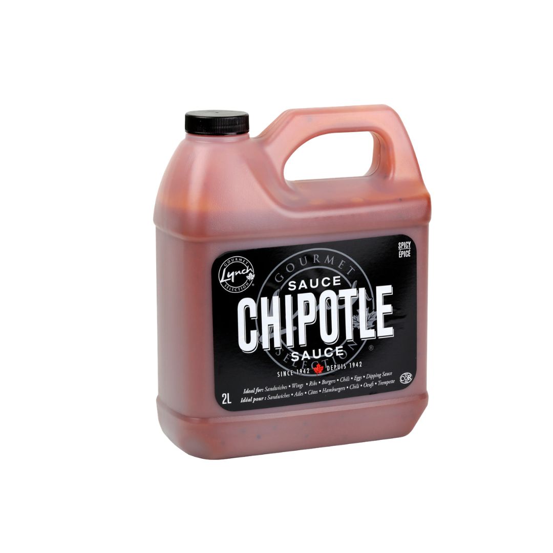 2 liter jug of Lynch Gourmet Selection Chipotle Sauce with easy-pour handle for commercial kitchens