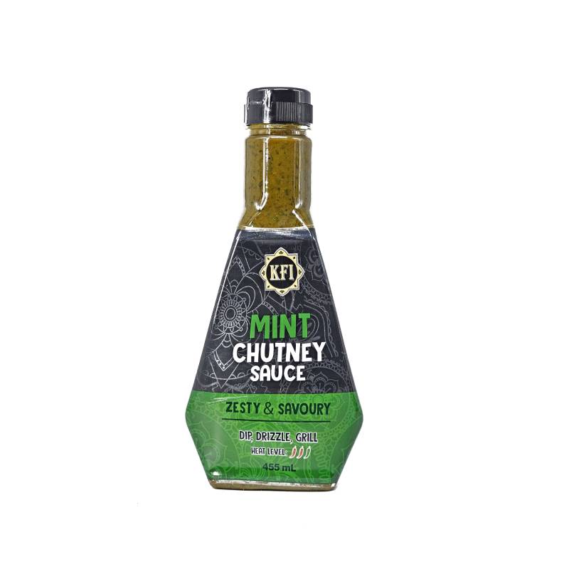 Prepared mint chutney for dipping, drizzling, and grilling in a professional kitchen
