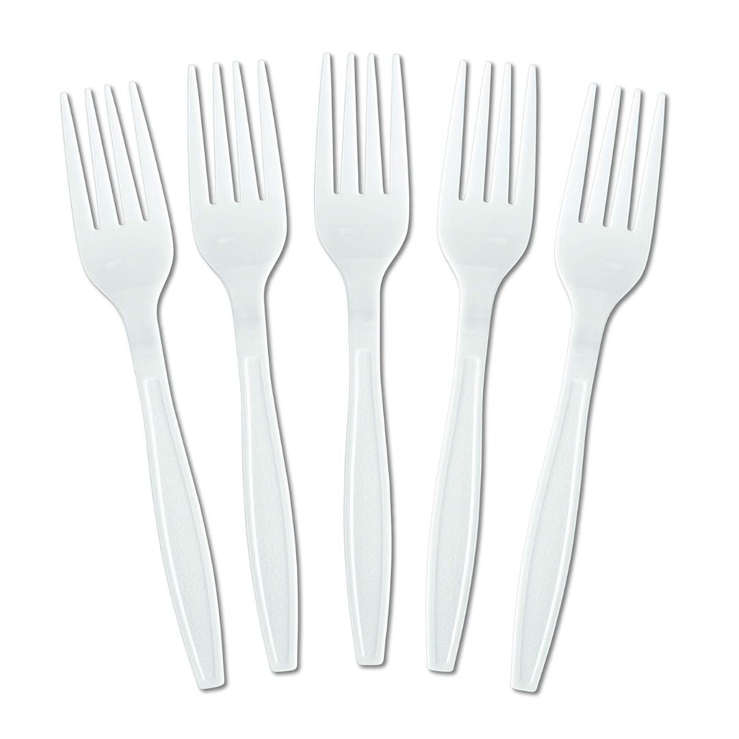 plastic forks, disposable forks, white forks, restaurant cutlery, catering forks, takeout utensils, food service supplies, bulk plastic forks, disposable cutlery, Cadfour Supplies