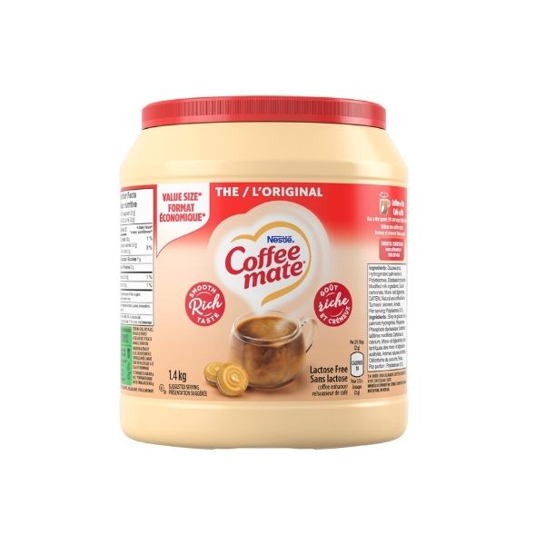 Front view of Coffee Mate Original 450g powder creamer with easy-pour shaker lid