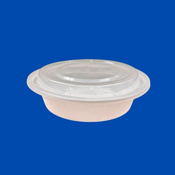 16oz round plastic food container used for restaurant takeout meals