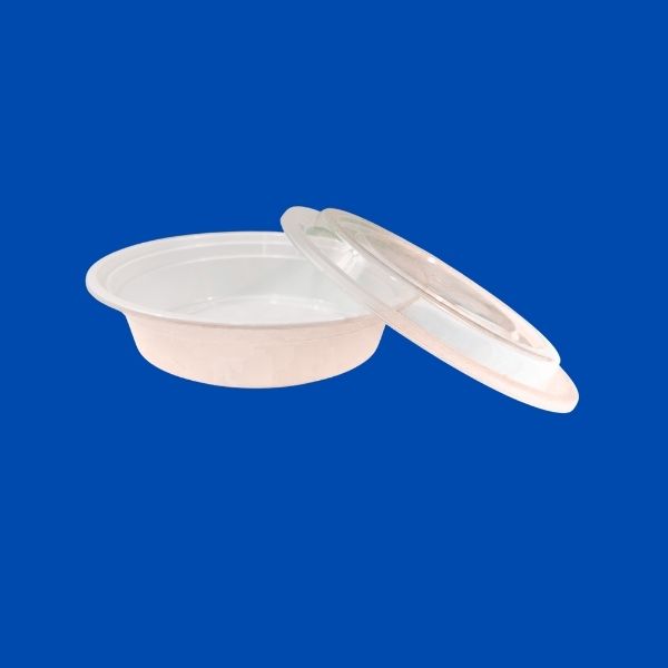 PPP 16oz round plastic takeout container with lid leak proof white