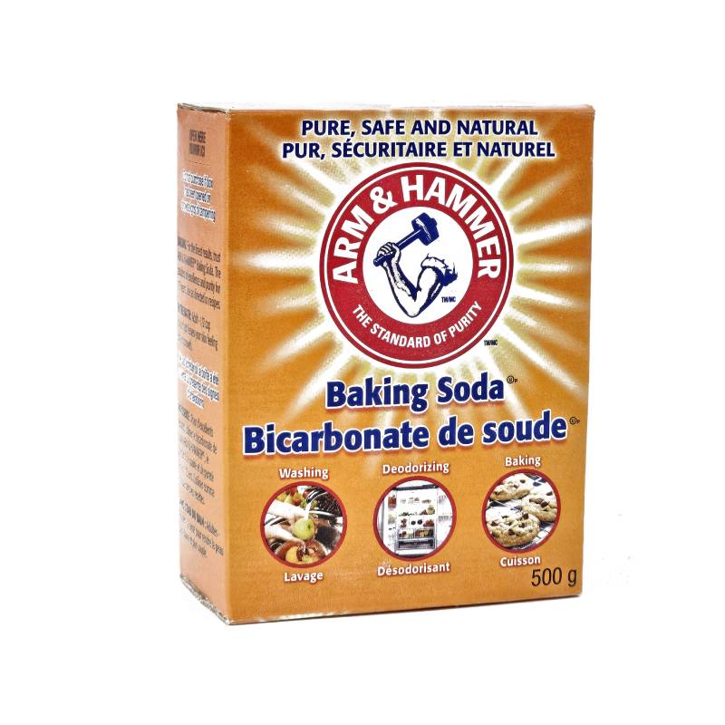 Front view of food grade baking soda for restaurant leavening and industrial cleaning.