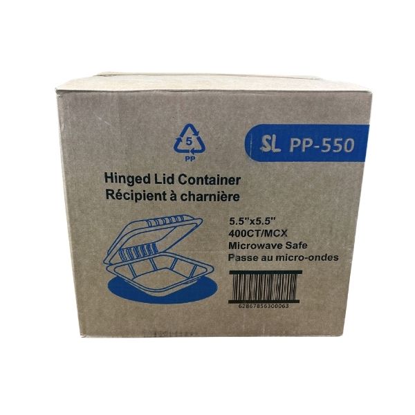 Polypropylene hinged lid takeout containers 5.5 inch clamshell food containers for restaurants