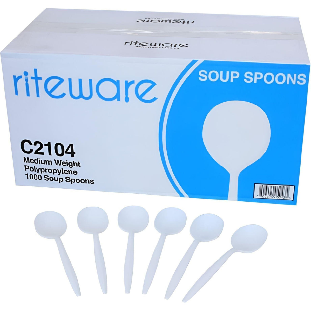 White plastic soup spoons medium weight case of 1000
