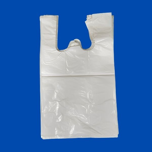 white carryout plastic bags for grocery and restaurant takeout