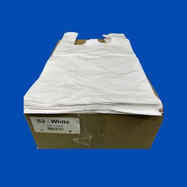 white carryout plastic bags for grocery and restaurant takeout