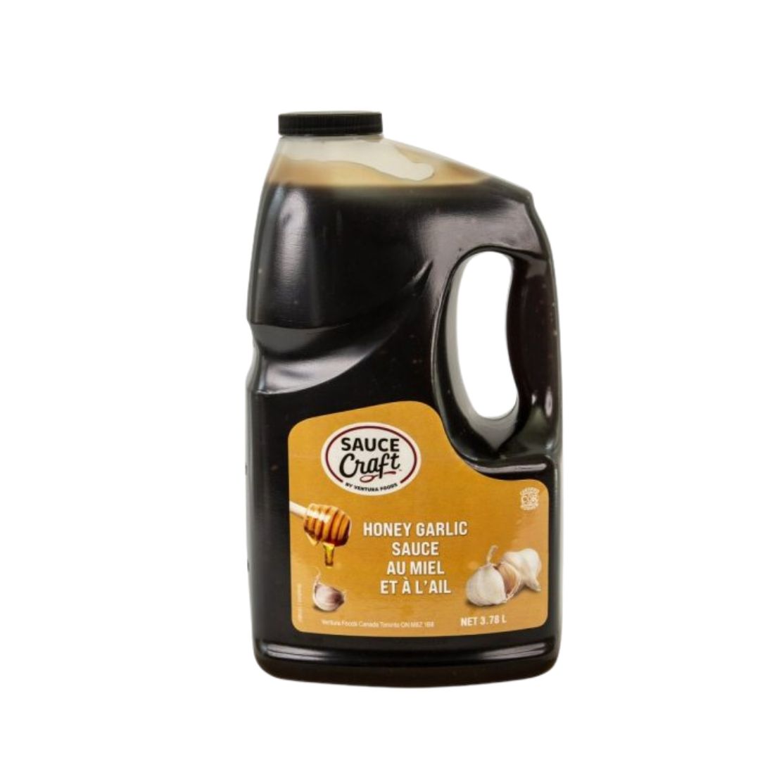 3.78 liter bulk jug of Sauce Craft Honey Garlic Sauce for professional food service