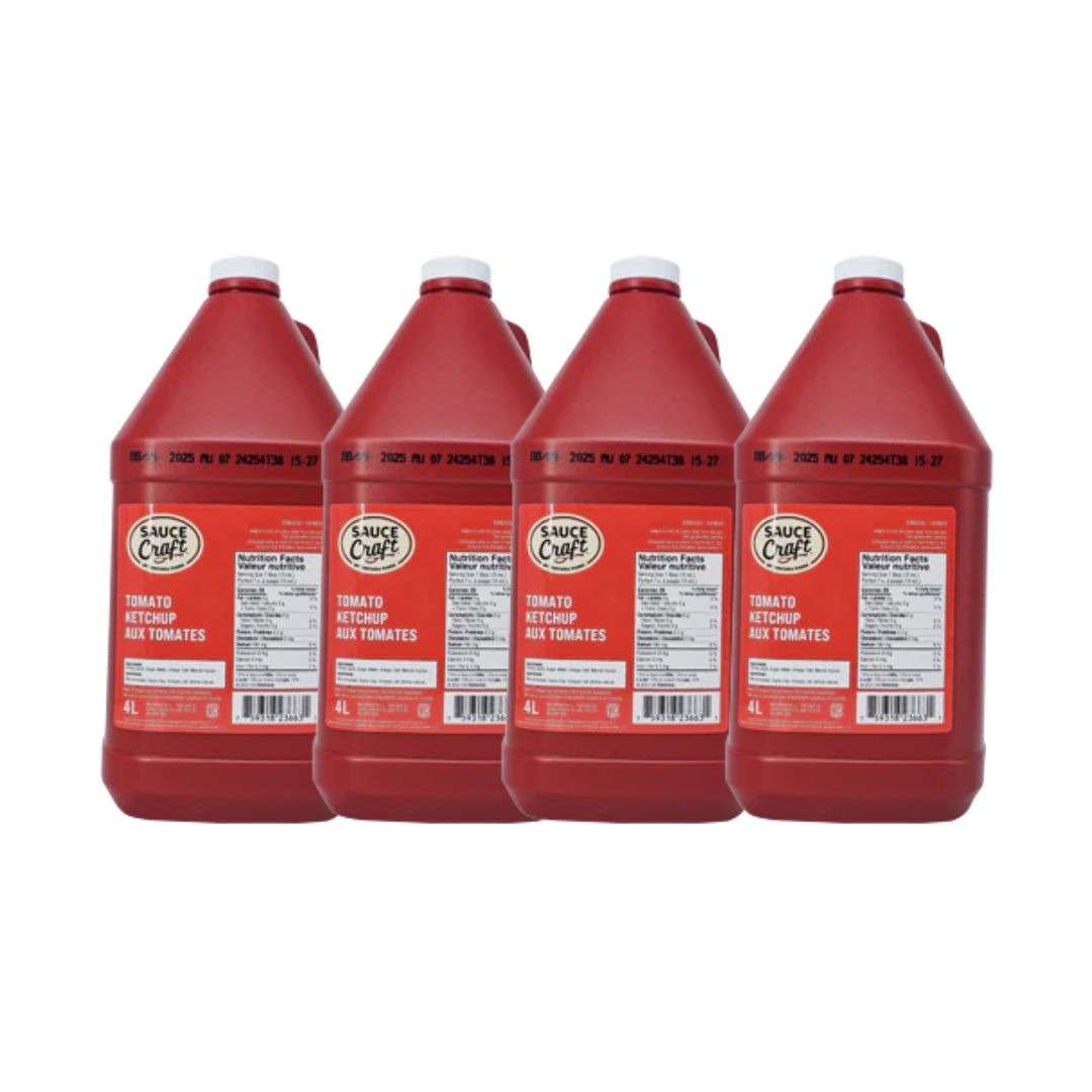 Back view of Sauce Craft Ketchup jug showing nutritional information and ingredients