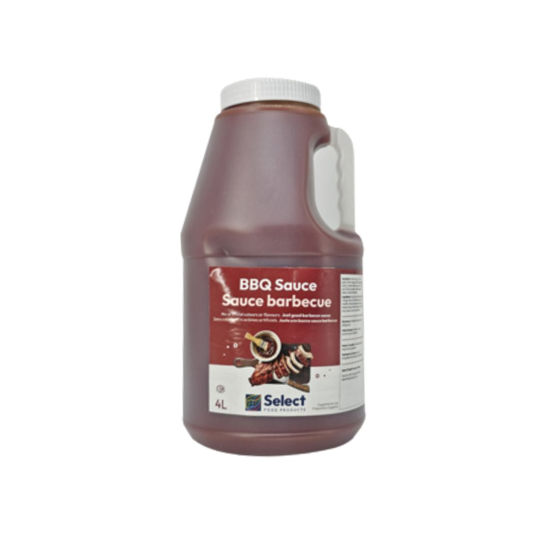 4 liter bulk jug of Select Food Products BBQ Sauce for professional kitchens