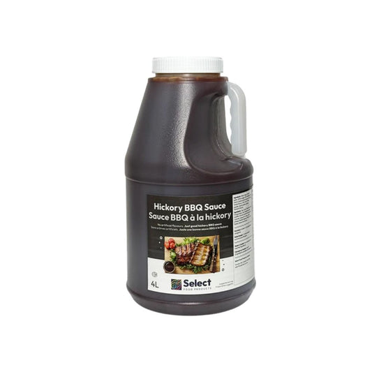 4 liter bulk jug of Select Food Products Hickory BBQ Sauce for professional grilling