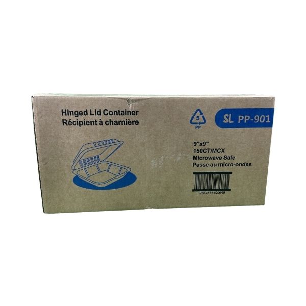 Wholesale 9x9 hinged lid food containers for restaurants in GTA Ontario