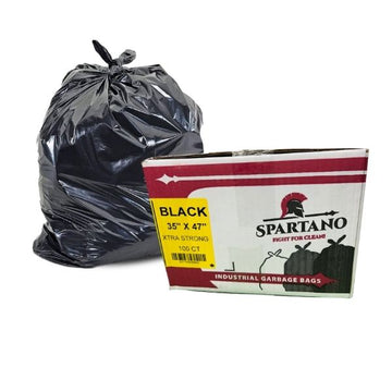 35x47 Black Extra Strong Garbage Bags | 100pk | Spartano
