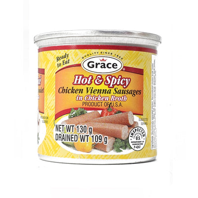 Canned spicy chicken Vienna sausages in broth