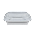 12oz Rectangle Heavy Duty White Plastic Container+Lid 150ct-RE12WCS150