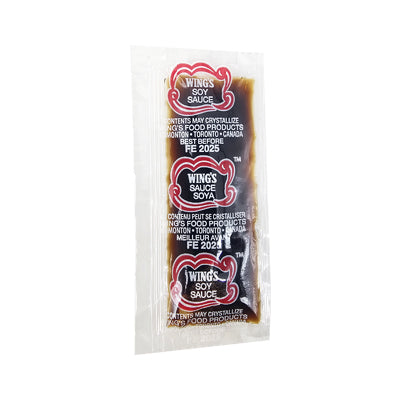 Large commercial size Wing's Soy Sauce container for restaurant stir-fry and marinades